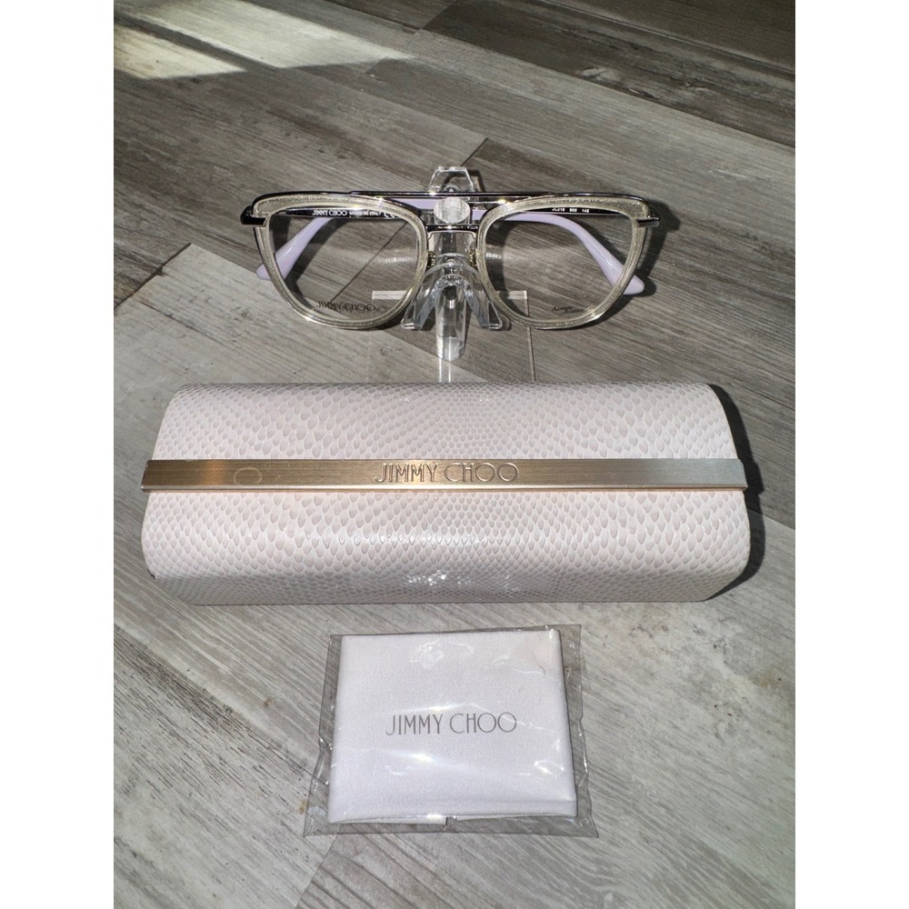 Jimmy Choo Eyeglasses Women Clear Glitter Silver Square JC219 900 52-20-145
